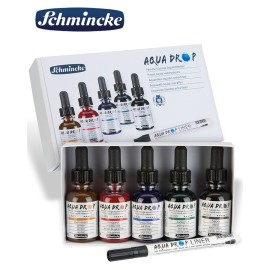 Schmincke kit 5 Colori Aqua Drop 30 ml + Liner